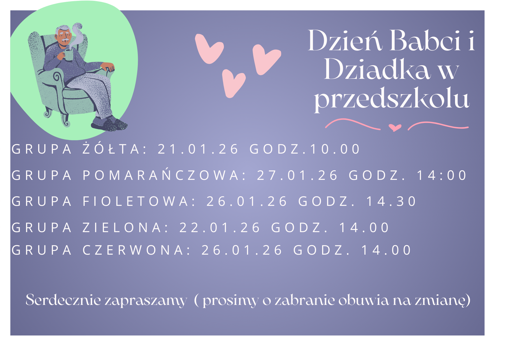 Dzień Babci i dziadka w przedszkolu zaproszenie